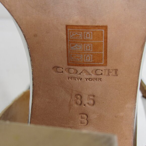 Coach LEXEY Metallic Silver Stacked Heels 4.5" Women's 8.5 - Picture 9 of 10